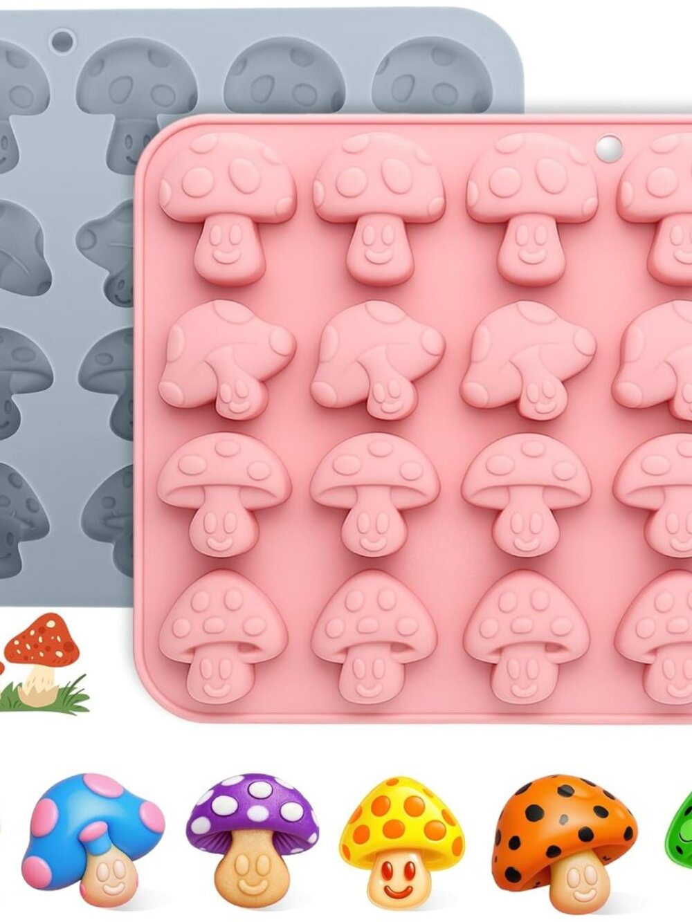 Mushroom Silicone Molds, 16 Cavity 2 Pack Mushroom Chocolate Mold, Gummy Candy M